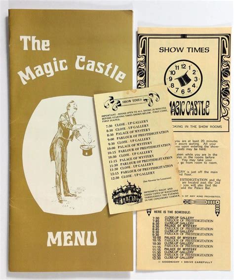 magic castle menu